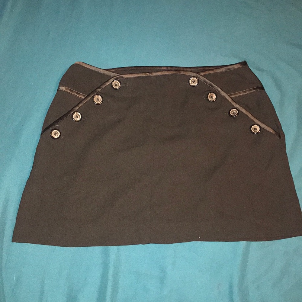 Black button mini skirt